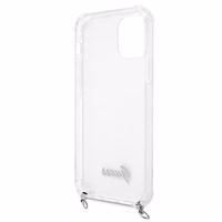 Guess GUHCP12MKC4GSSI iPhone 12/12 Pro 6.1" Skaidrus kietas dėklas 4G Sidabrinė grandinė