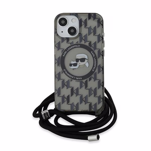 Karl Lagerfeld IML Crossbody Monogram Karl & Choupette Head Magnetinis dėklas iPhone 15 / 14 / 13 - juodas