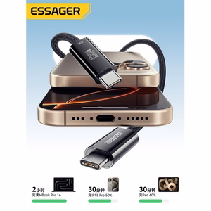 USB Laidas Essager Thunder juodas Thunderbolt 4 Full Function 180cm