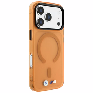BMW M IML Frosted Metal Logo & Trims MagSafe dėklas, skirtas iPhone 17 Pro / 18 Pro – oranžinis