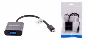 Lanberg AD-0006-BK vaizdo kabelio adapteris 0,2 m VGA (D-Sub) Mini DisplayPort Juoda