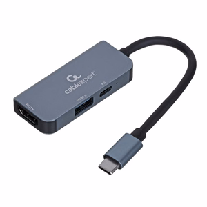 Gembird A-CM-COMBO3-02 USB Type-C 3-in-1 daugiafunkcis adapteris (USB prievadas + HDMI + PD), sidabrinis