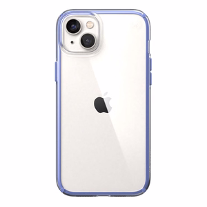 Speck Presidio Perfect-Clear with Impact Geometry case for iPhone 15 Plus / 14 Plus, with Microban antimicrobial protection, Clear / Grounded Purple