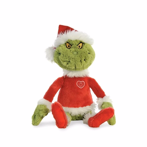 Grinch ekologiškas pliušinis žaislas su Kalėdų Senelio kostiumu, 43 cm