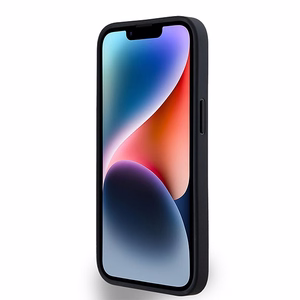 DKNY Odinis monogramos raštas su metaliniu logotipu magnetinis dėklas telefonui iPhone 15/14/13 - juodas