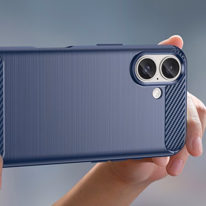 Carbon dėklas telefonui iPhone 16 silikoninis dėklas - mėlynas