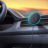 Automobilinis laikiklis Baseus "CW01_v2" juodas (15W / Magsafe suderinamas) (magnetinis / oro angos grotelės)