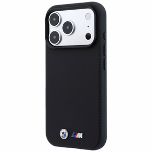 BMW M Quadrille Kevlar dėklas su metaliniu logotipu ir MagSafe, skirtas iPhone 17 Pro Max / 18 Pro Max, juodas