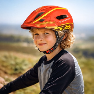 Wozinsky Kids' Full Face Bike Helmet with USB Rear Light S - Red and Yellow