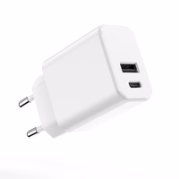 "Setty" įkroviklis 1x USB + USB-C 3A 20W, baltas