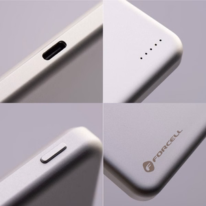 Forcell F-Energy Slim F5K9 išorinė baterija, suderinama su MagSafe, 5000 mAh, 15 W, QC 4.0, PD 3.0, Cloud Dancer