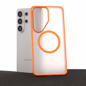 Liavec Soft Dėklas Metal Frame for Samsung Galaxy S26 Ultra oranžinis