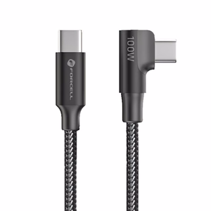 Laidas USB C į USB C Forcell F-Energy QC4.0 PD 5A 100W Cafule 90° 2 m CC-1Deg juodas