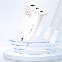 Dudao A29 65W GaN sieninis įkroviklis 2 x USB-C + 1 x USB-A - baltas