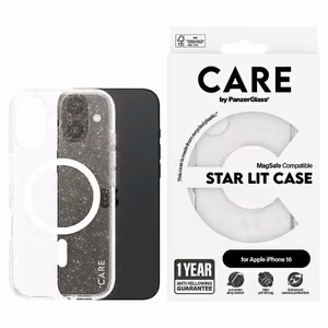 CARE by PanzerGlass Flagship Star Lit dėklas telefonui iPhone 16 6.1" baltas Magnetinis 1341