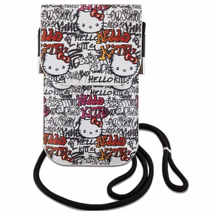 Hello Kitty Leather Tags Graffiti rankinė per petį – smėlio spalvos