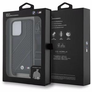 BMW M Edition Carbon Stripe & Strap Dėklas telefonui Apple iPhone 16 - juodas