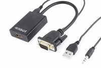 Gembird A-VGA-HDMI-01 vaizdo kabelio adapteris 0,15 m HDMI A tipo (standartinis) VGA (D-Sub) Juoda