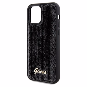 Guess Sequin Script Metal dėklas telefonui iPhone 12/12 Pro - juodas