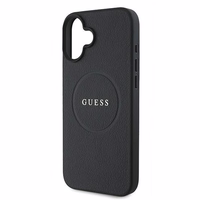 Dėklas telefonui Guess Grūdėtas auksinis žiedas MagSafe iPhone 16 Plus - juodas