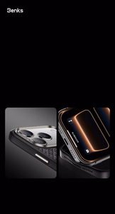 "Benks" magnetinis šarvas "Pro Armor Grid Kevlar korpusas su metaliniu rėmeliu 600D (Y069), skirtas "Iphone 17 Pro", juodas