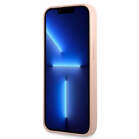 Guess GUHCP13SPSATLP iPhone 13 mini 5.4" rožinis kietasis dėklas Saffiano Triangle Logo