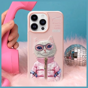 Nimmy Cool&Cute 2.0 katės dėklas iPhone 15 Pro - rožinis