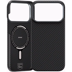 Juodas „Benks Magnetic Armor Air 600D“ kevlaro dėklas su metaliniu rėmeliu (C.K.FL.AP.BK.A072), skirtas iPhone 18 Pro / iPhone 17 Pro