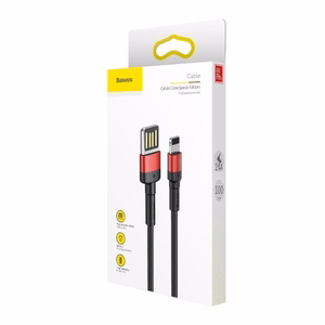 Baseus Cafule Dvipusis USB Lightning kabelis 2,4A 1m (juodas+raudonas)