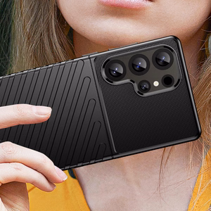 Thunder dėklas telefonui Samsung Galaxy S25 Ultra silikoninis šarvuotas dėklas - juodas