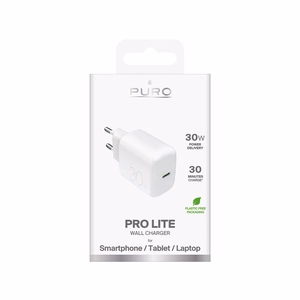 Puro PROLITE 30W sieninis įkroviklis USB-C - baltas
