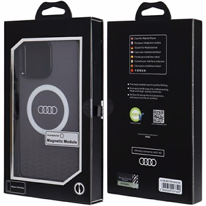 Audi IML Magnetinis dėklas su dideliu logotipu telefonui iPhone 15 Pro Max - juodas