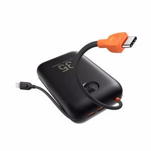 Išorinė baterija VEGER 30000 mAh su įmontuotu kabeliu Type C / Lightning PD QC3.0 35W K3 (W3018) juoda