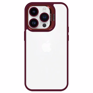 Tel Protect Dėklas telefonui su stovu + kameros stiklas Iphone 14 Pro Max bordo