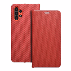 Dėklas telefonui LUNA Book Carbon skirtas SAMSUNG A13 4G raudonas