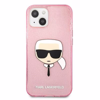 Karl Lagerfeld Glitter Karl's Head Dėklas iPhone 13 mini - rožinis