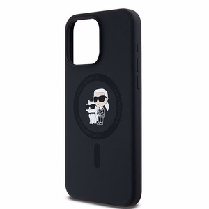 Karl Lagerfeld Silikoninis Karl&Choupette Ring MagSafe dėklas telefonui iPhone 15 Pro Max - juodas