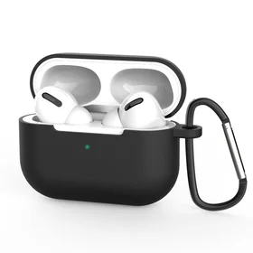 Dėklas AirPods Pro 2 / AirPods Pro silikoninis minkštas ausinių dėklas + Raktų pakabukas omaro užsegimas pakabukas juoda (Dėklas D)