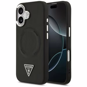 Guess чехол для iPhone 17 совместимый с MagSafe GUHMP17SPSDTSCMK (PU W/ Triangle Logo) чёрный
