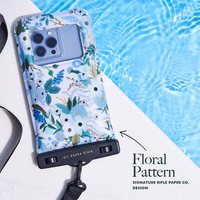 Rifle Paper Waterproof Floating Pouch - Waterproof dėklas smartphones up to 6.7" (Garden Party mėlynas)