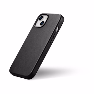 iCarer Dėklas Odinis viršelis iPhone 14 Plus natūralios odos dėklas juodas (suderinamas su MagSafe)