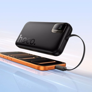 Išorinė baterija Hoco 10000 mAh QC PD 20W su ištraukiamu USB C laidu Q51 juoda