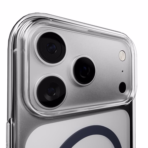 Puro Lite Mag TPU+PC dėklas telefonui suderinamas su MagSafe iPhone 17 Pro - skaidrus su mėlynu žiedu