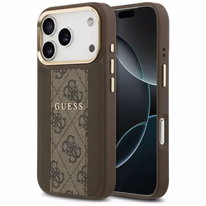 Guess 4G Stripe Magnetinis dėklas telefonui iPhone 17 Pro - ruda
