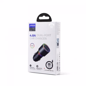Automobilinis Įkroviklis Joyroom JR-CL10 juodas 24W (2xUSB / su LED apšvietimu) + 3in1 universalus laidas