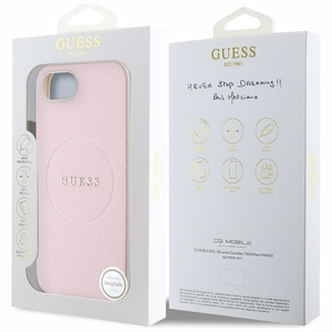 Чехол Guess Grained Ring MagSafe для iPhone 16e - розовый