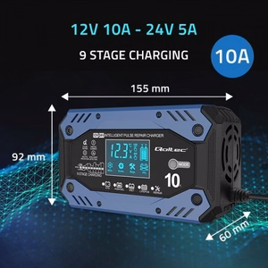 Qoltec 52482 зарядное устройство для автомобильного аккумулятора 12/24 V черный, синий
