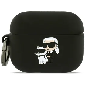 Karl Lagerfeld Silicone Karl & Chaupette Head 3D Case for AirPods Pro 3 - Black