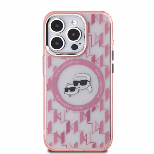 Karl Lagerfeld IML Monograma Karl & Choupette Galva Magnetinis Dėklas telefonui iPhone 15 Pro - rožinis