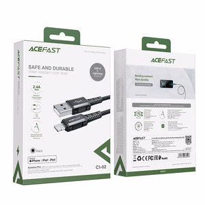 Acefast кабель MFI USB - Lightning 1.2m, 2.4A чёрный (C1-02 black)